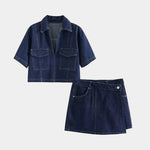 Conjunto de jeans com decote em V - Ines Braga