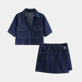 Conjunto de jeans com decote em V - Ines Braga
