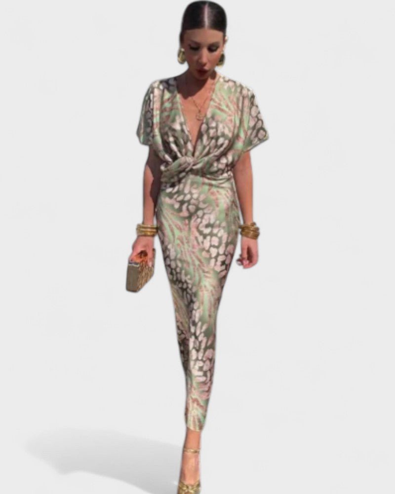 Constança | Vestido Floral com Plissado e Decote V - Ines Braga