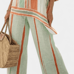 Dalila | Conjunto De Linho De Bambu Com Riscas Elegante - Ines Braga