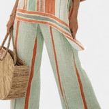 Dalila | Conjunto De Linho De Bambu Com Riscas Elegante - Ines Braga