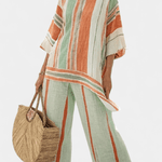 Dalila | Conjunto De Linho De Bambu Com Riscas Elegante - Ines Braga