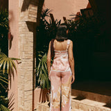 Diana| Calça de cintura alta com estampa artística - Ines Braga