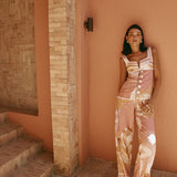 Diana| Calça de cintura alta com estampa artística - Ines Braga