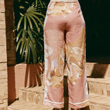 Diana| Calça de cintura alta com estampa artística - Ines Braga