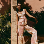 Diana| Calça de cintura alta com estampa artística - Ines Braga