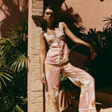 Diana| Calça de cintura alta com estampa artística - Ines Braga