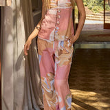 Diana| Calça de cintura alta com estampa artística - Ines Braga