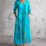 Dora | Vestido de Verão Feminino com Decote em V e Padrão Floral - Ines Braga