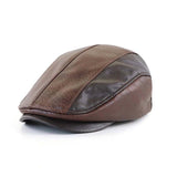 Boina retro masculina com costuras em PU de couro de crocodilo