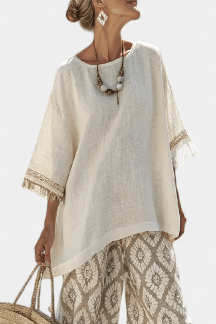 Eduarda | Conjunto Boho Chic Elegante Com Blusa Longa - Ines Braga