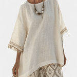 Eduarda | Conjunto Boho Chic Elegante Com Blusa Longa - Ines Braga