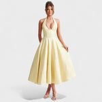 Effie - Vestido midi texturado com decote V - Ines Braga