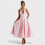 Effie - Vestido midi texturado com decote V - Ines Braga