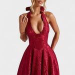 Effie - Vestido midi texturado com decote V - Ines Braga