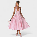 Effie - Vestido midi texturado com decote V - Ines Braga