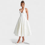 Effie - Vestido midi texturado com decote V - Ines Braga