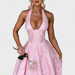 Effie - Vestido midi texturado com decote V - Ines Braga