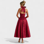 Effie - Vestido midi texturado com decote V - Ines Braga