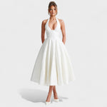 Effie - Vestido midi texturado com decote V - Ines Braga