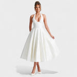 Effie - Vestido midi texturado com decote V - Ines Braga