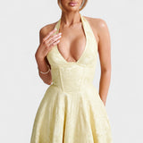 Effie - Vestido midi texturado com decote V - Ines Braga