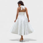 Effie - Vestido midi texturado com decote V - Ines Braga