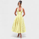 Effie - Vestido midi texturado com decote V - Ines Braga
