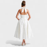 Effie - Vestido midi texturado com decote V - Ines Braga