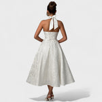 Effie - Vestido midi texturado com decote V - Ines Braga