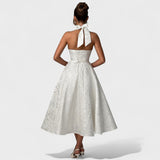 Effie - Vestido midi texturado com decote V - Ines Braga