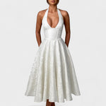 Effie - Vestido midi texturado com decote V - Ines Braga