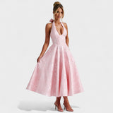 Effie - Vestido midi texturado com decote V - Ines Braga