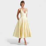 Effie - Vestido midi texturado com decote V - Ines Braga