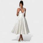 Effie - Vestido midi texturado com decote V - Ines Braga