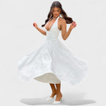 Effie - Vestido midi texturado com decote V - Ines Braga