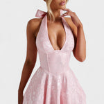 Effie - Vestido midi texturado com decote V - Ines Braga