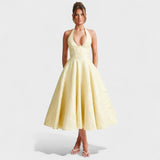 Effie - Vestido midi texturado com decote V - Ines Braga