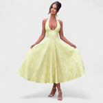 Effie - Vestido midi texturado com decote V - Ines Braga