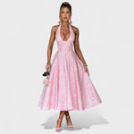 Effie - Vestido midi texturado com decote V - Ines Braga