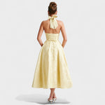 Effie - Vestido midi texturado com decote V - Ines Braga