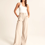 Eleonora - Calças bege à medida com pernas largas - Ines Braga