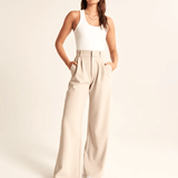 Eleonora - Calças bege à medida com pernas largas - Ines Braga