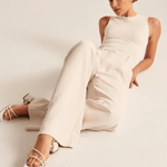 Eleonora - Calças bege à medida com pernas largas - Ines Braga