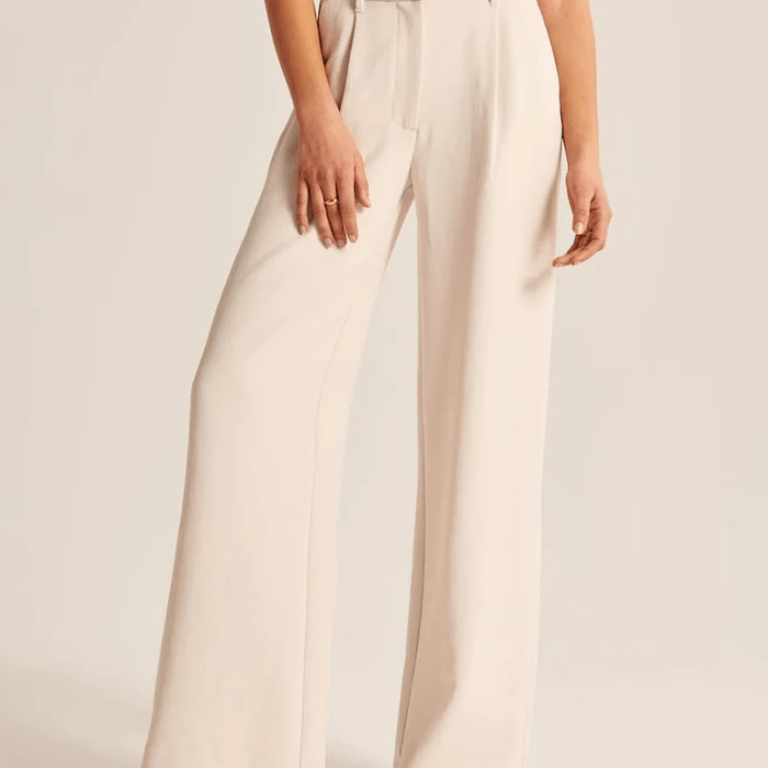 Eleonora - Calças bege à medida com pernas largas - Ines Braga
