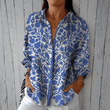 Élise | Blusa de Jardim Azul Floral com Estampa de Pássaros - Ines Braga