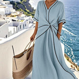 Emília – Vestido Ligeiramente Solto às Riscas - Ines Braga