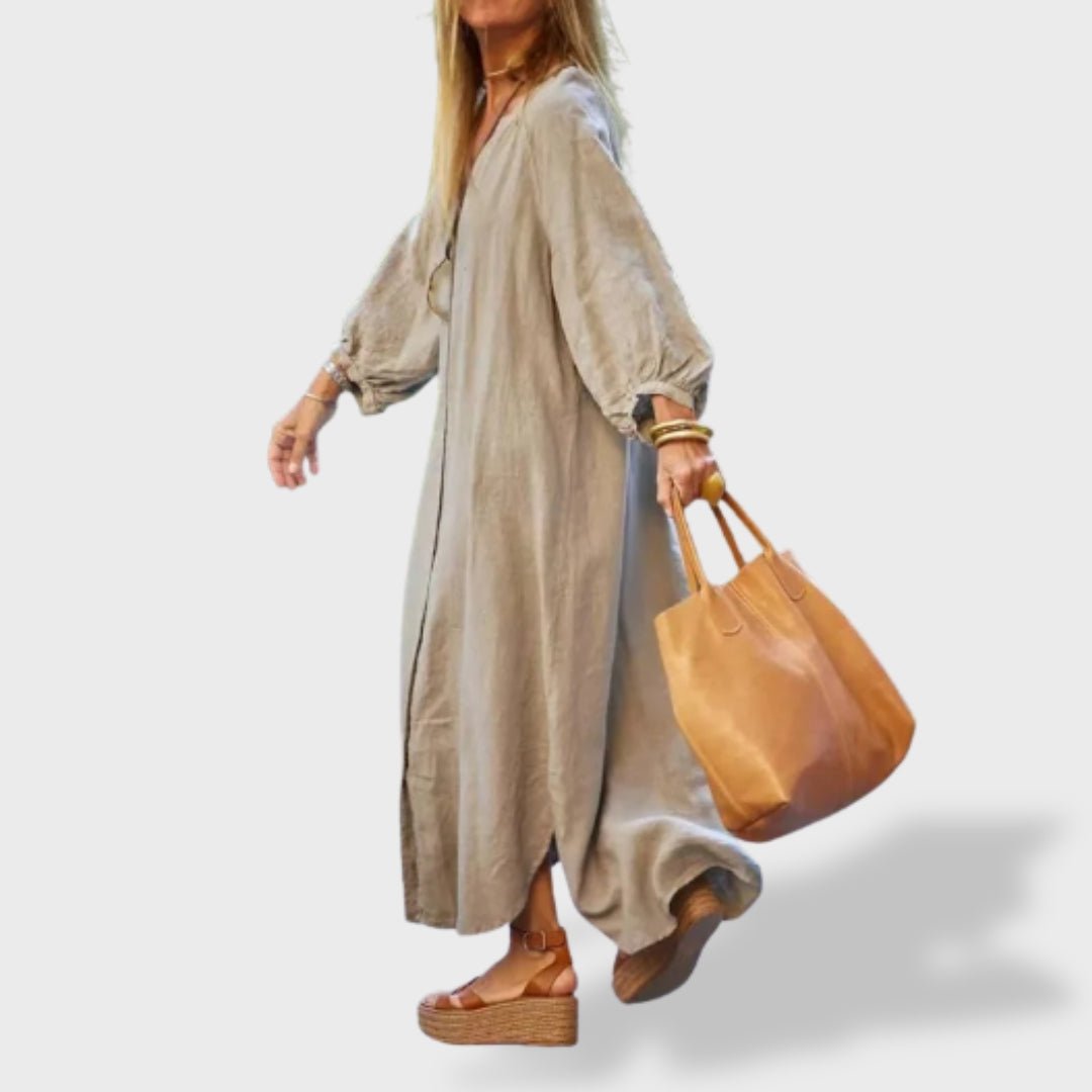 Eva™ ｜Vestido de Verão em Algodão e Linho - Ines Braga