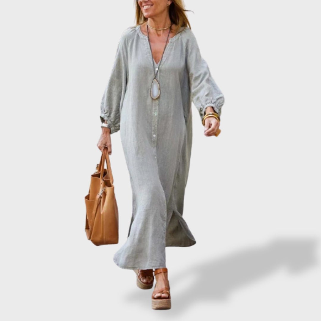 Eva™ ｜Vestido de Verão em Algodão e Linho - Ines Braga