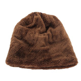 Gorro masculino de inverno em couro com etiqueta, tricotado, largo, grosso, com forro de lã.